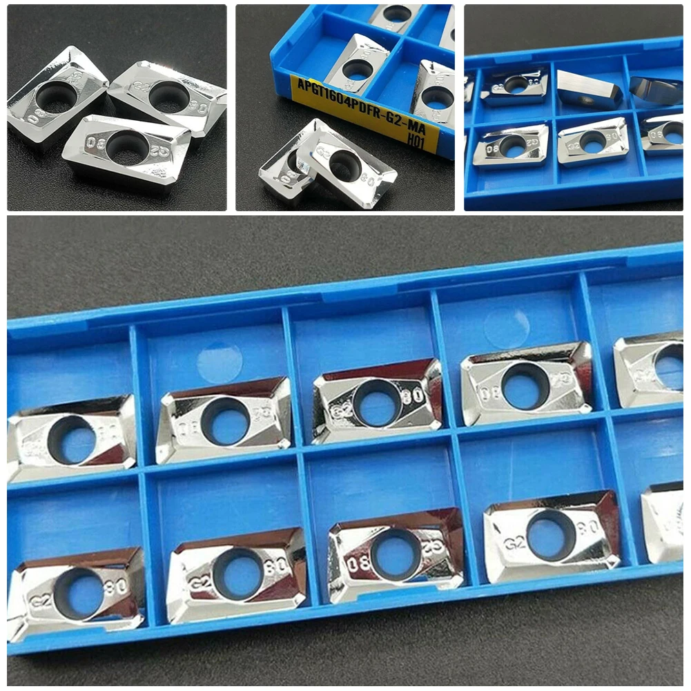 Inserts de fraisage en carbure CNC pour aluminium, avantages évidents dans la vitesse de traitement, APMT1604, APGT1604PDFRG2MA, H01, 10 pièces