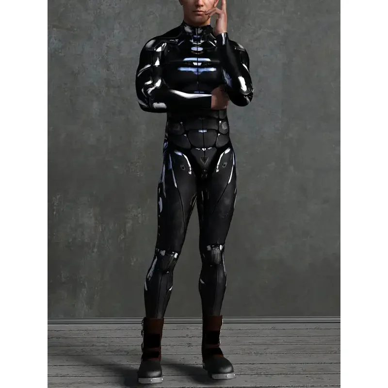 Sky03 [Eres mi secreto] Robot Cyberpunk Steampunk tecnología futura monos disfraces Cosplay cremallera frontal Zentai elástico 55Ku %