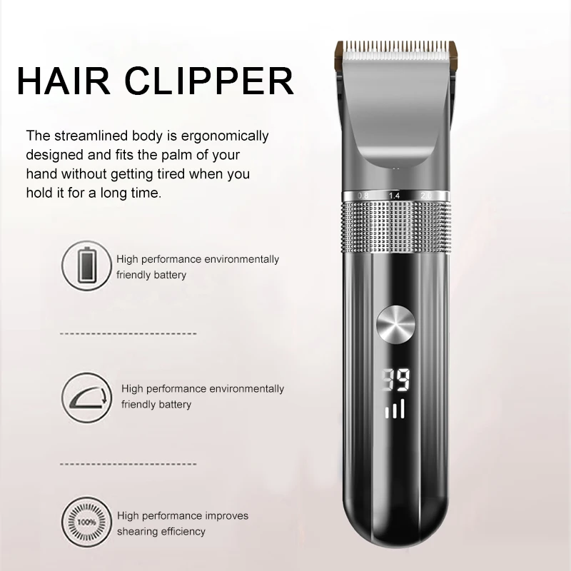 Electric Hair Clipper Professional Trimmer Household Waterproof LED Display Men Hair Trimmer USB Charging Haircut Tools Set