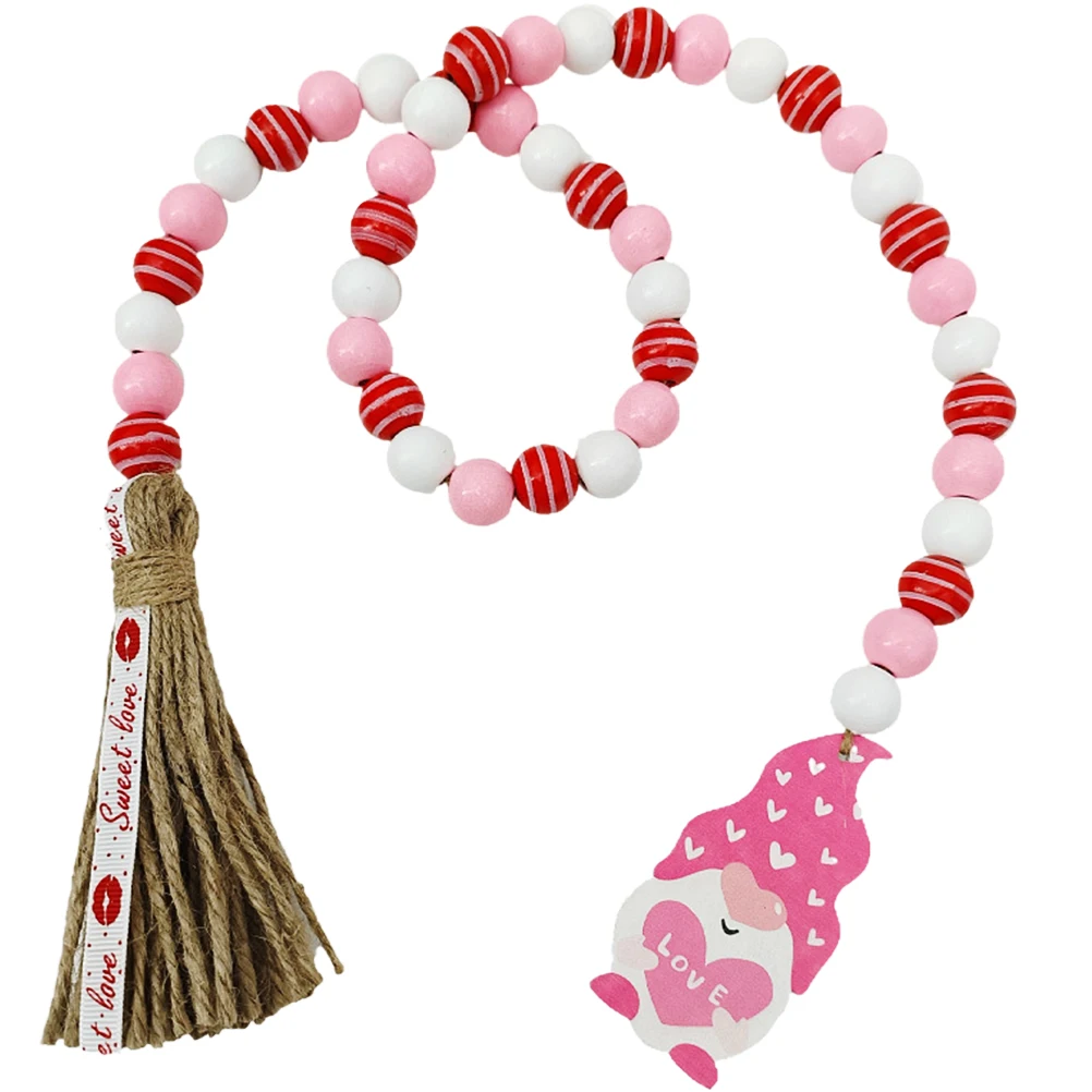 

Rustic Wooden Beaded Tassel String Wall Hanging Decor Home Ornament Farmhouse Bead String For Room Bedroom Living Room Yarn