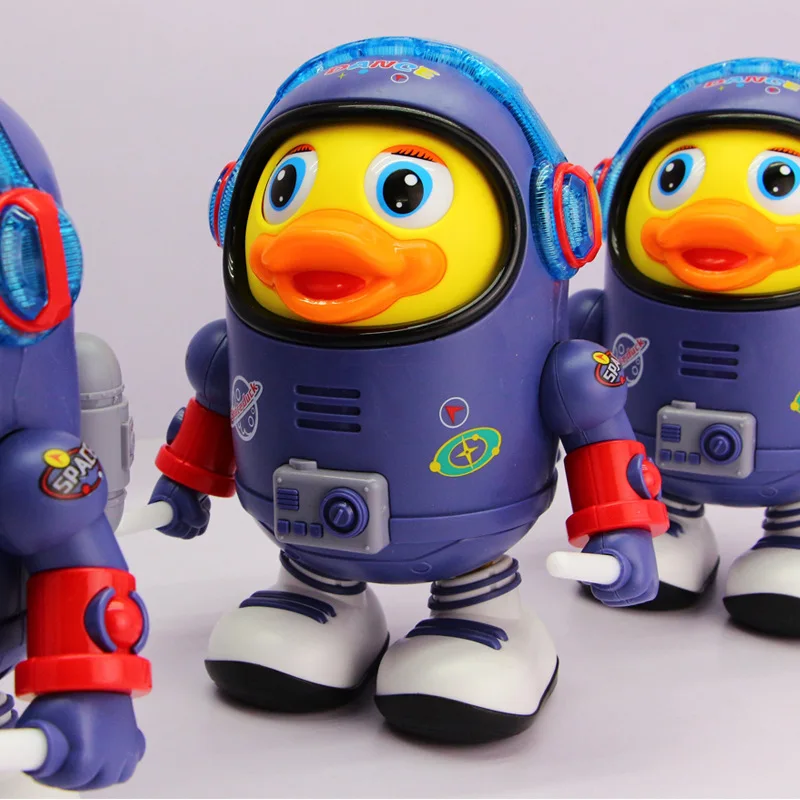 ของเล่นเป็ดน้อยน่ารักเต้นได้ ดนตรีหลากสีสัน ไฟกระพริบ เต้นอัตโนมัติ ของเล่นเท่และมีสไตล์ ของขวัญสำหรับเด็ก (ไม่รวม