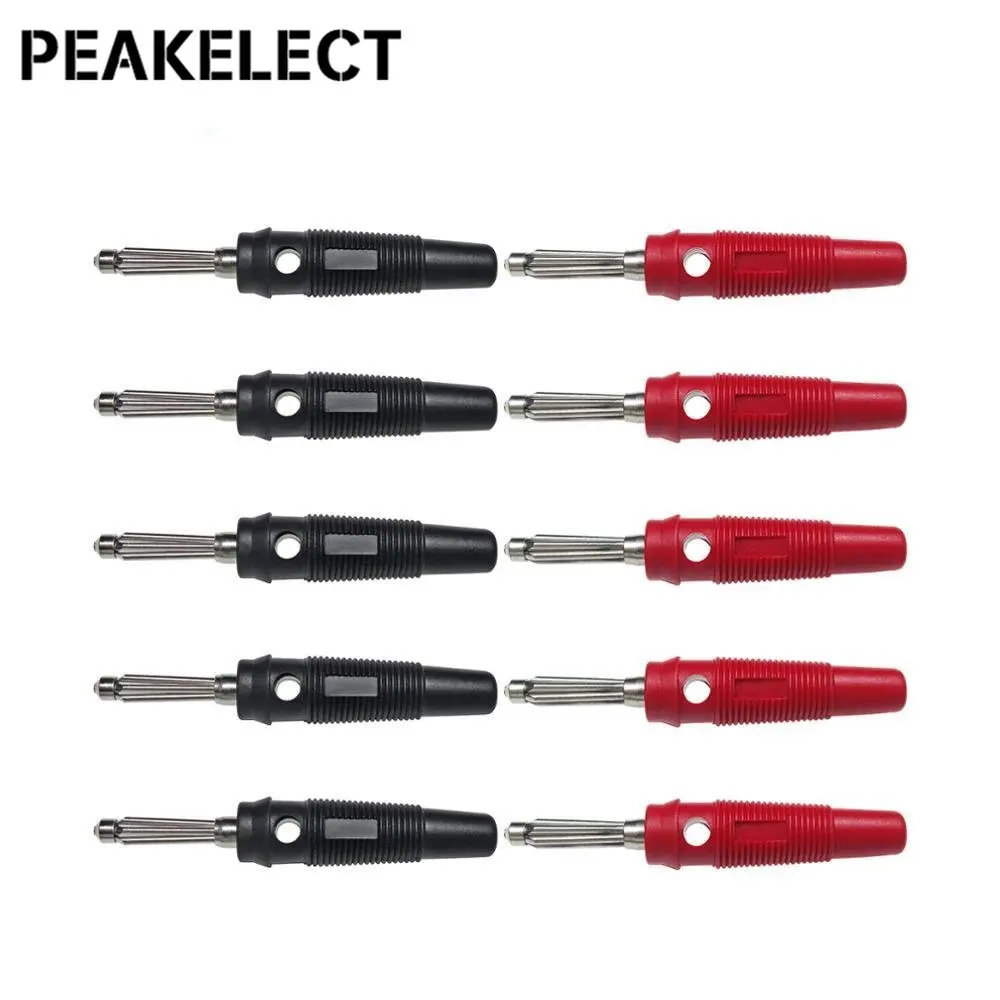 Peakelect  P3008 10PCS 4mm Copper Banana Plug Screw Connection Insulated Stackable Connector PVC shell For Speaker Amplifier