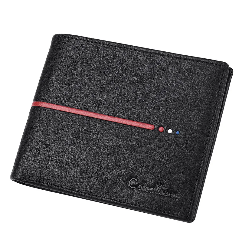 Busines-cartera de cuero genuino para hombre, billetera plegable, funda para tarjeta de crédito, soporte para identificación, monedero masculino, bolsillos, nuevo