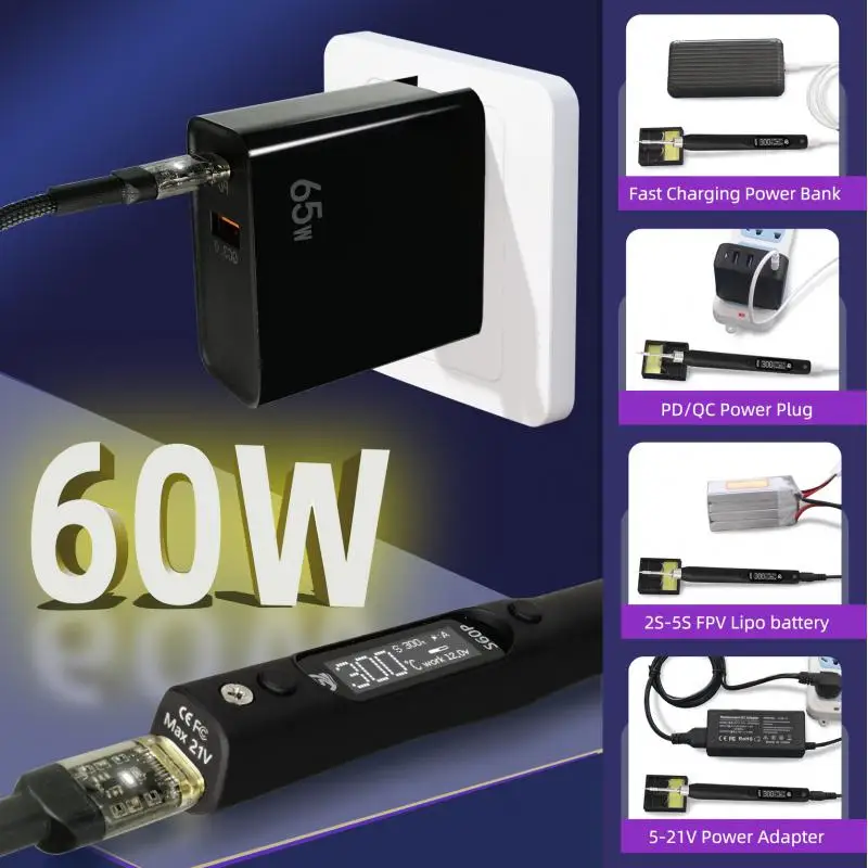 Sequre S60p Soldering Iron Set Compatible With C210 Soldering Iron Tip 60w Anti-static Precision Electronic Repair Tool Pen
