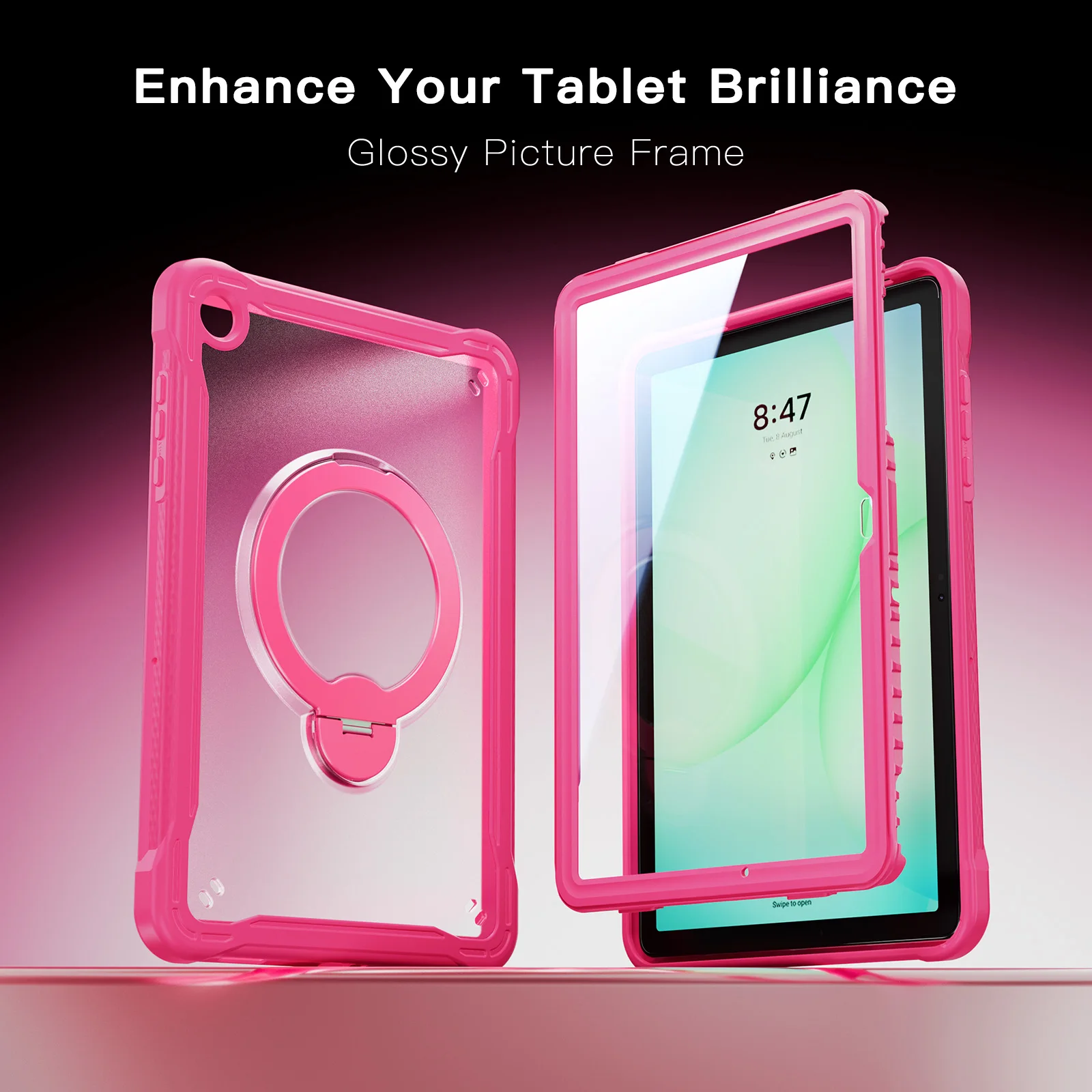 Clear Cover With Built-in Tempered Glass Screen Protector For Samsung Tab A11 A9 Plus SM-X230 X236 X210 X216 Rotating Stand Case