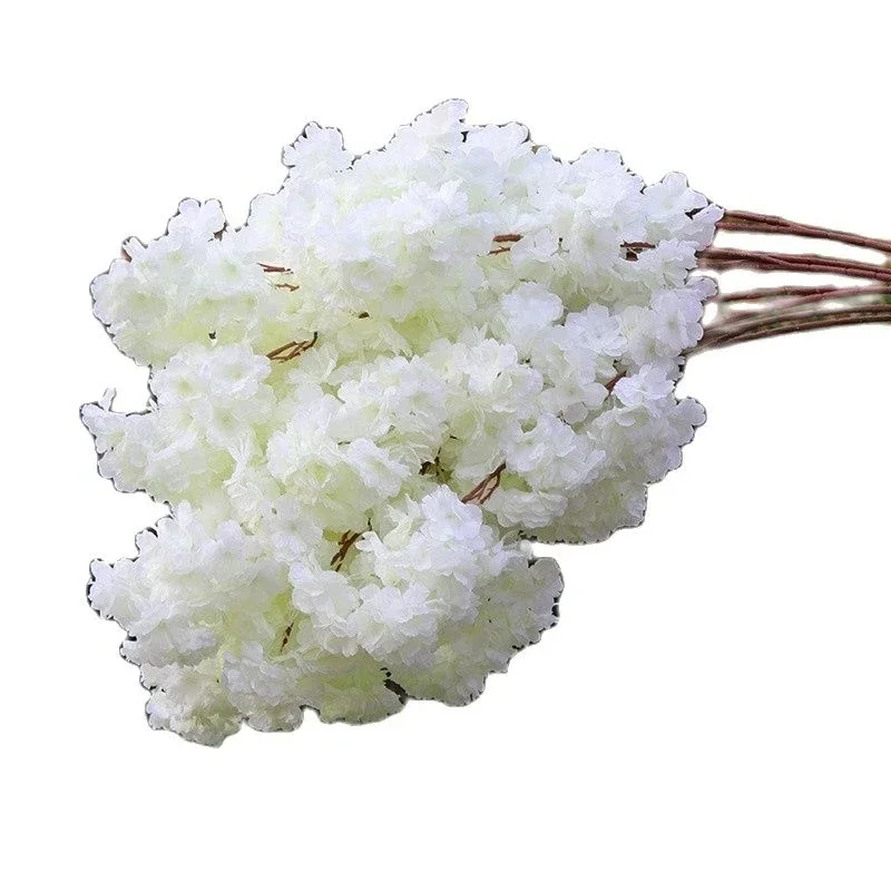 140-Heads Artificial Flowers Cherry Blossoms Wedding Arch Decorate Fake Flower Silk Hydrangea White Branch Home Decor