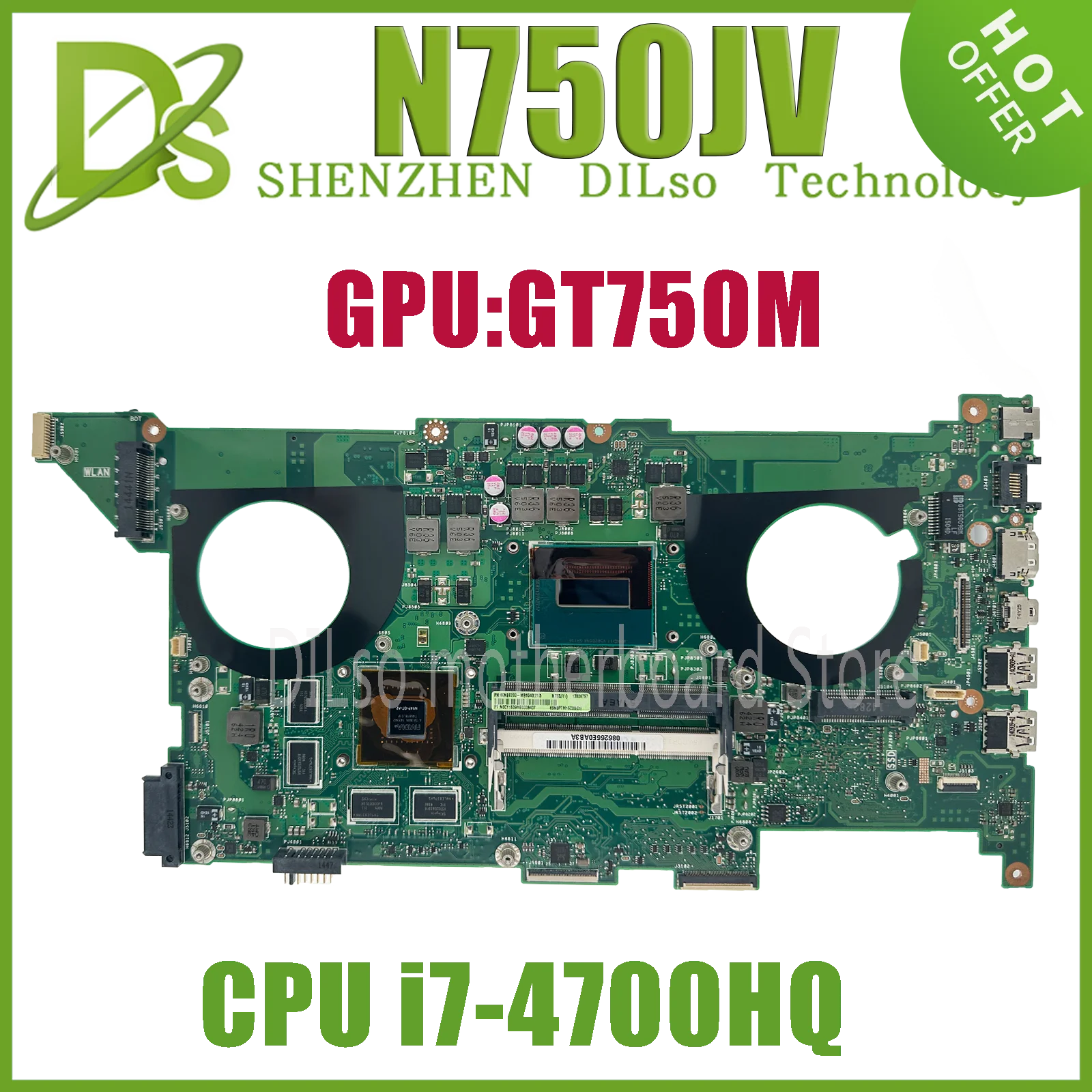 

KEFU N750JV For ASUS N750JV N750JK Notebook Motherboard I7-4700HQ CPU GT750M Laptop Motherboard REV2.0/2.1 Mainboard Test