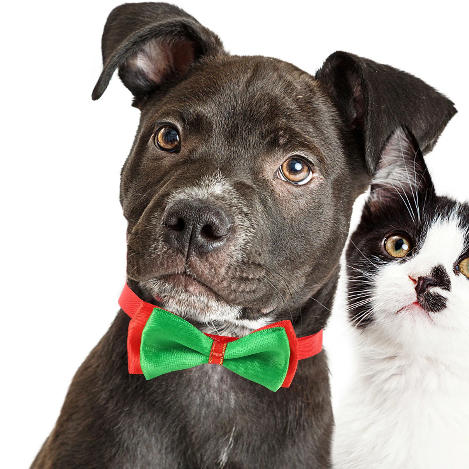 

3Pcs Pet Bow Tie Soft Strong Fabric Adjustable Pet Collar for Christmas Party Dog Cat Festival Wearable Accessory