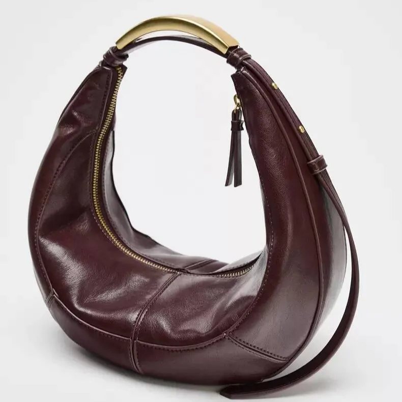 ‌Vintage Studded Motorcycle Bag Top-Handle Tote Retro Chic Crossbody Purse for Women Underarm Shoulder Bag