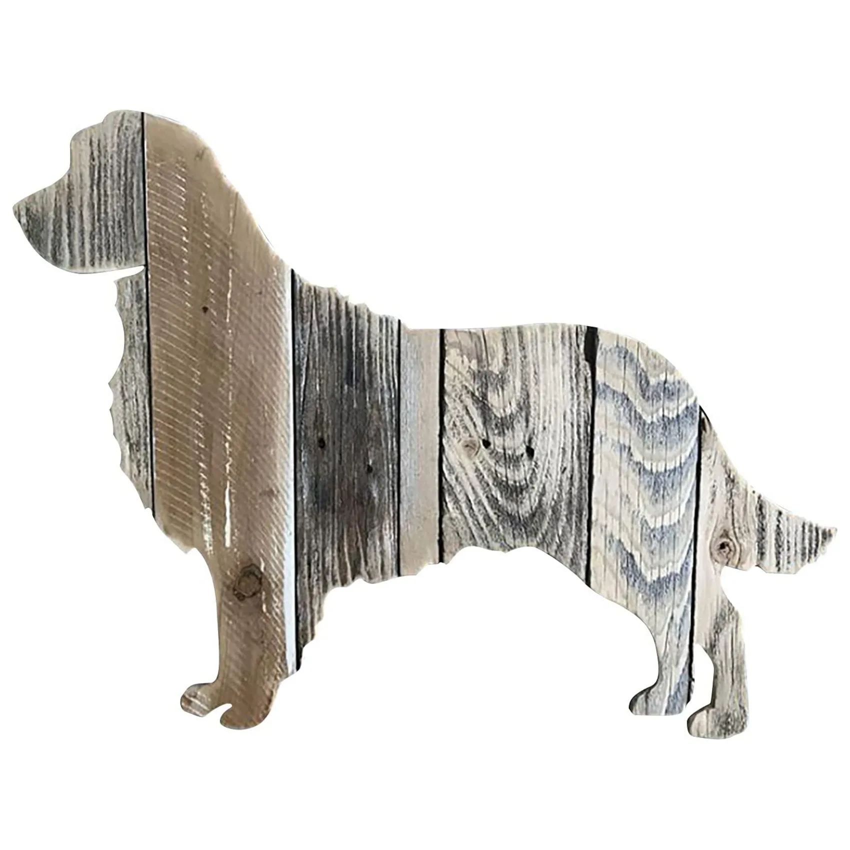 Family Pet Crafts Wall Decoration Wood Splicing Dog Sculpture Ornaments for Home Wall Decor - D