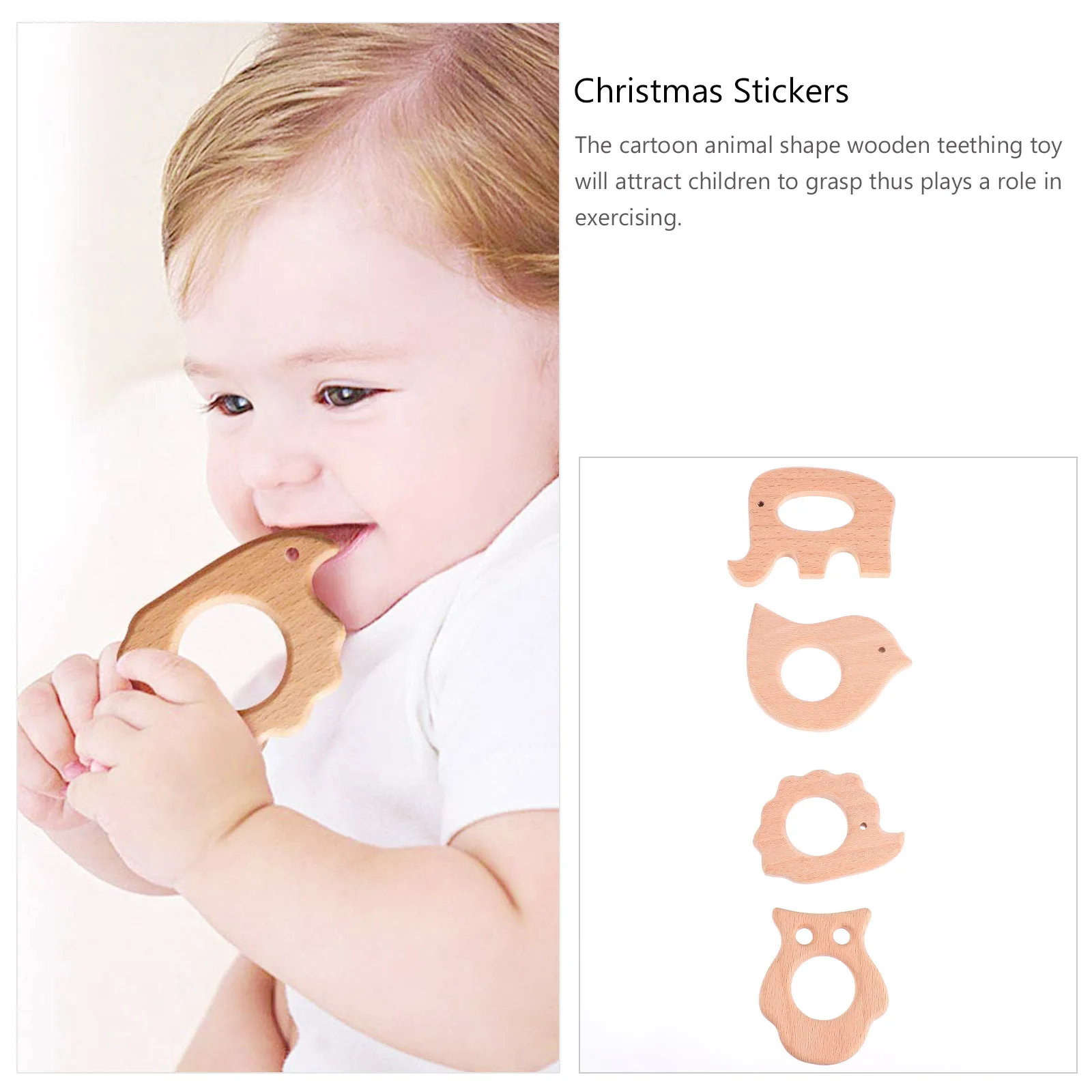 4 قطعة أداة التسنين الطفل عضاضة المولي الخشبية الثلاجة التحفيز الحسي لعبة المولي الطفل أداة التسنين #4