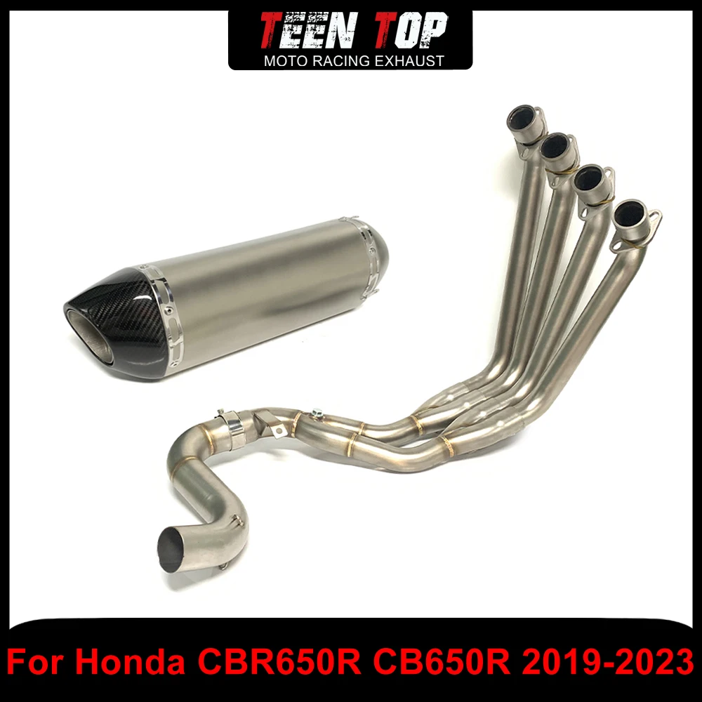 For Honda CBR650R CB650R CBR650F Full Exhaust Systems Motorcycle Escape Stainless Steel Front Link Pipe Muffler CB650R 2019-2023