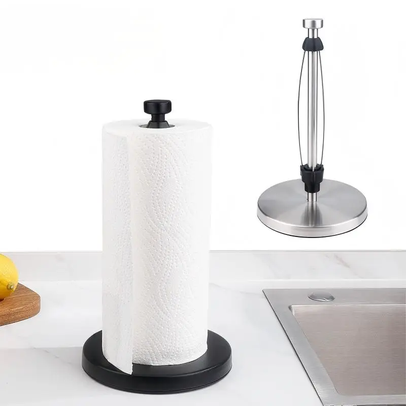 Edelstahl Küchenarbeitsplatten-Papierrollenhalter, Vertikaler Gedämpfter Toilettenpapierständer für Esstisch, Schreibtisch-Serviettenhalter