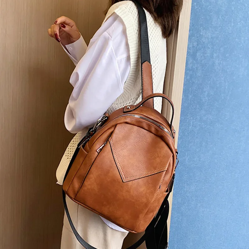 Vintage Shoulder Bags Fashion Women Leather Backpack Small PU School Bag Backpack for Teenager Girls Rucksack Mochila Feminina