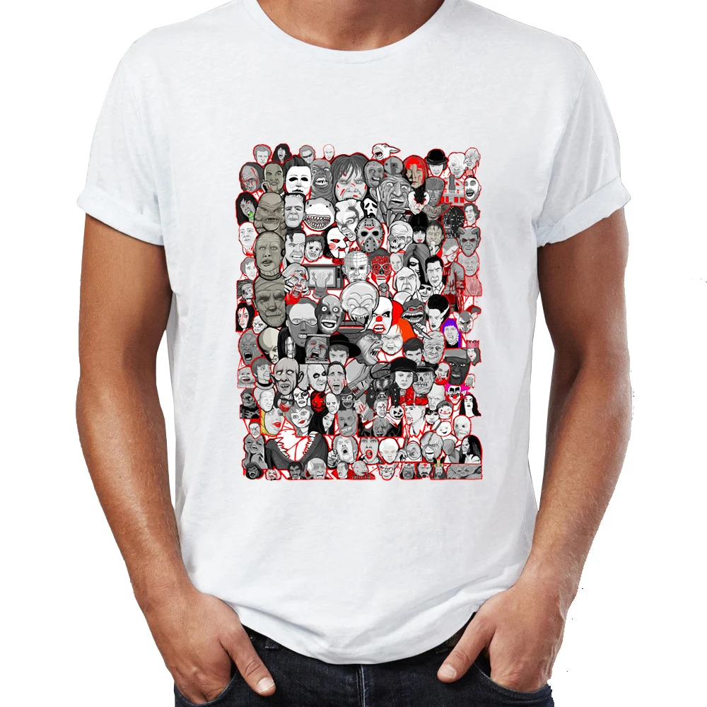 

Hot Men's t-shirt Horror Friends Jason Michael Myers Halloween Jigsaw Awesome Artwork Printed Tshirt Tees Harajuku Streetwear