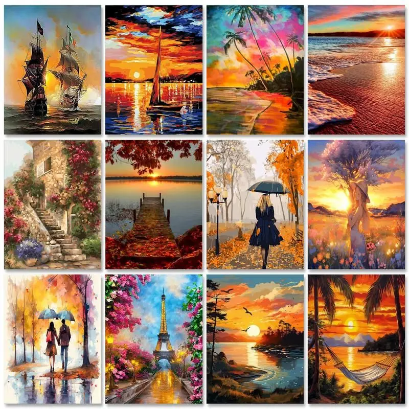 

DIY Framed Paint By Numbers Kits Scenery Oil Painting For Adults Canvas Painting Picture Of Coloring By Numbers Decor Art