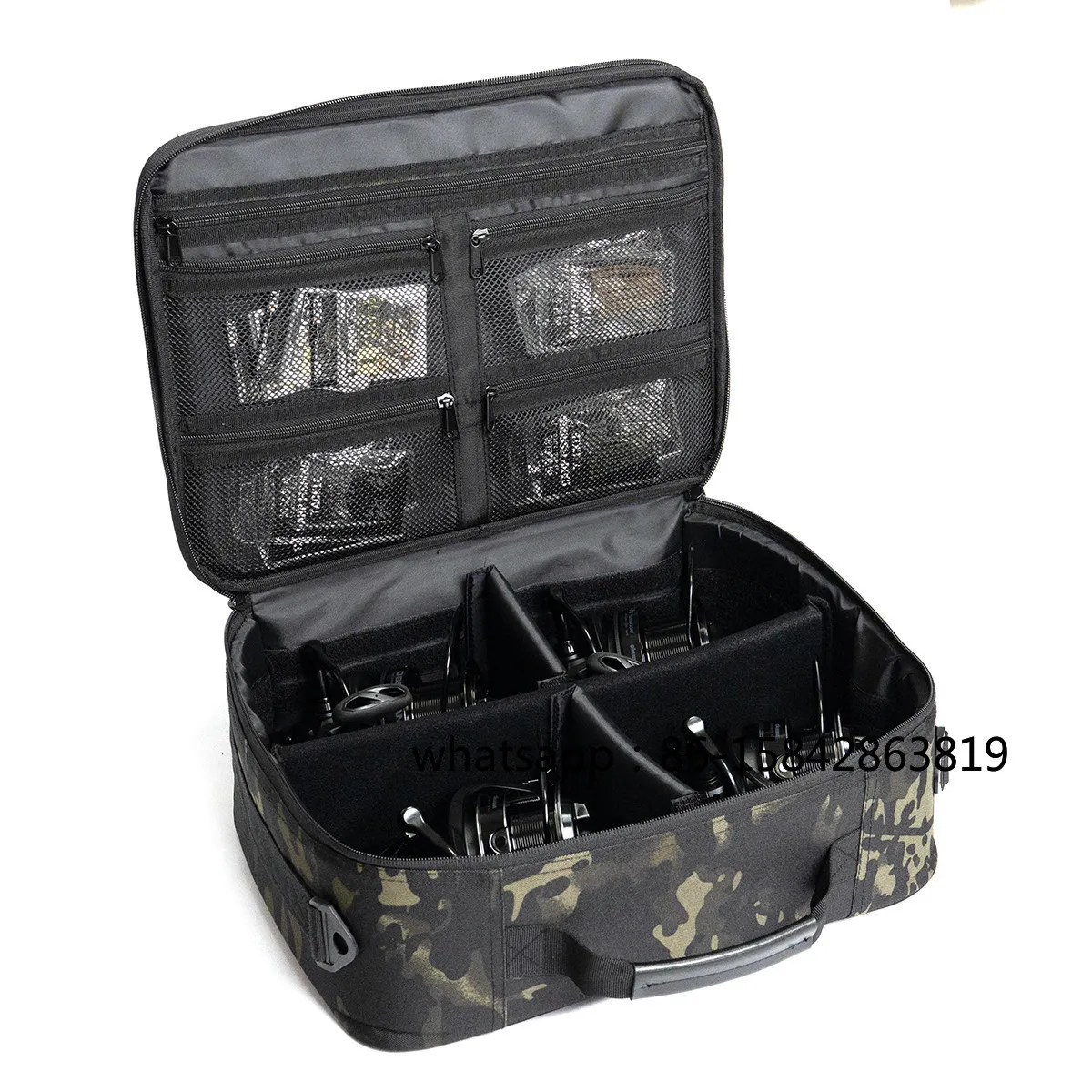 Luya Sea Fishing Wear-resistant Camouflage Four-grid 14000 Giant Spinning Wheel Storage Bag