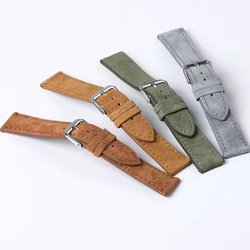 18mm 19mm 20mm 22mm Vintage Suede Cowhide Watch Strap Handmade Watch Band Gray Brown Green Quick Release Bracelet for Men Women - Image 6