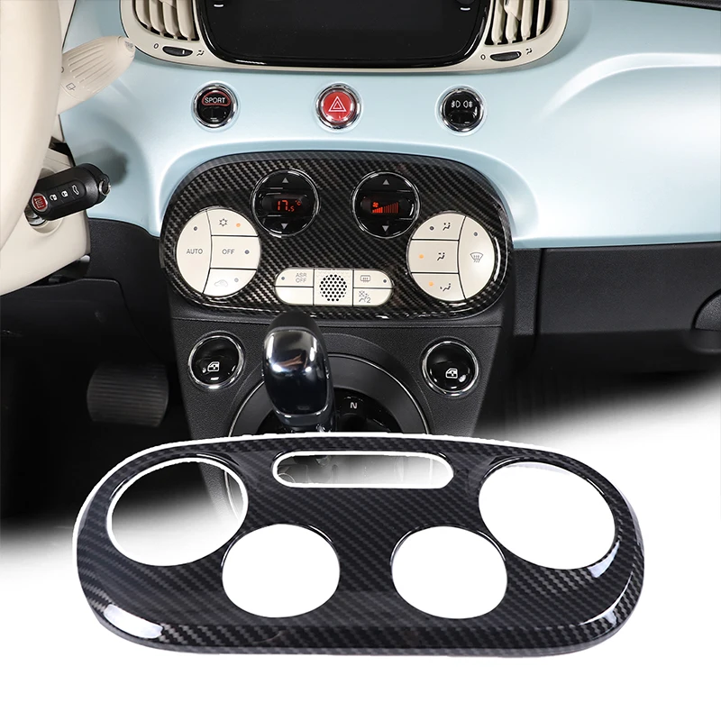 

ABS Carbon Fiber Car Center Console Air Conditioning Knob Panel Cover Sticker Trim For Fiat 500 2016-2025 Interior Accessories