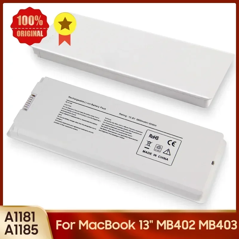 Сменный аккумулятор A1181 A1185 для MacBook 13 дюймов MB402 MB403 MA254 MA255 MA699 MA700 MB061 MA566FE/A MB881LL/A MB062 5600 мАч