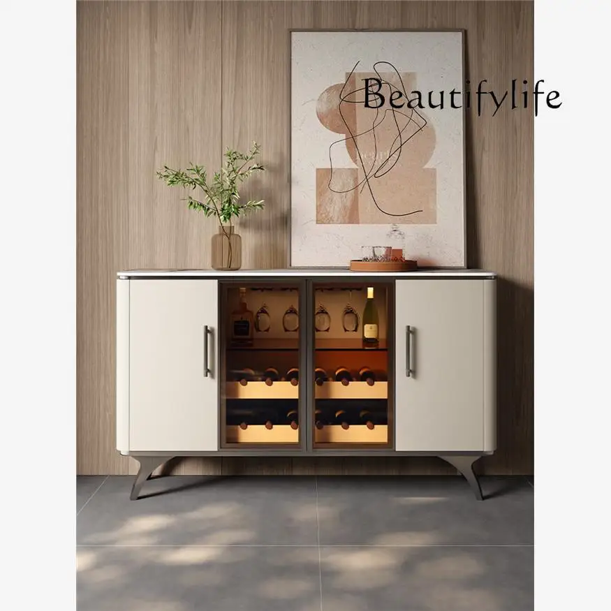 

Italian minimalist rock slab dining side storage modern simple household storage against the wall light luxury multi-functional
