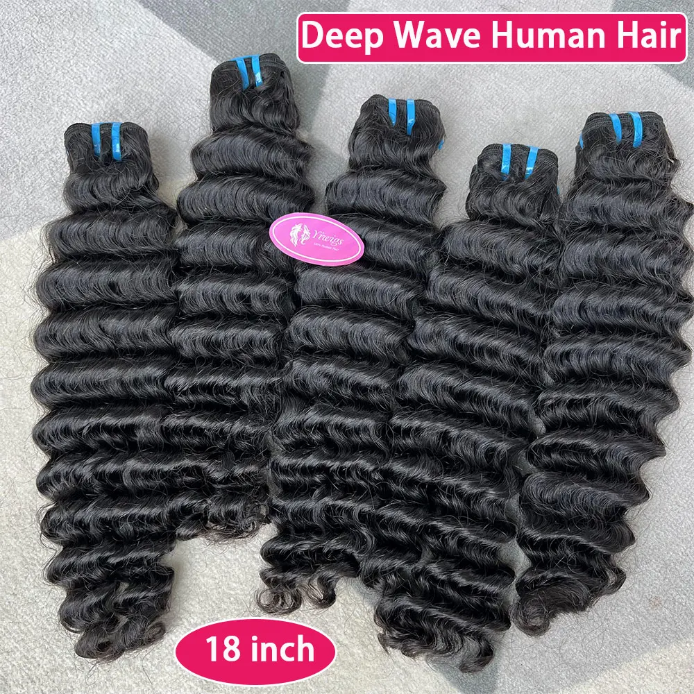 

28 30 Inch 18A Deep Wave Human Hair Bundles Remy Unprocessed Weaving Curly Hair 1/2/3/4 Bundles Weave Extensions Deals