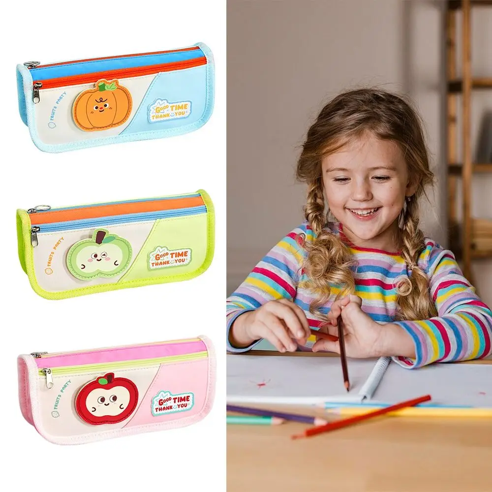 Nuova borsa per penne a colori a contrasto Doppi strati Astuccio per matite di grande capacità Borsa per cancelleria Studenti