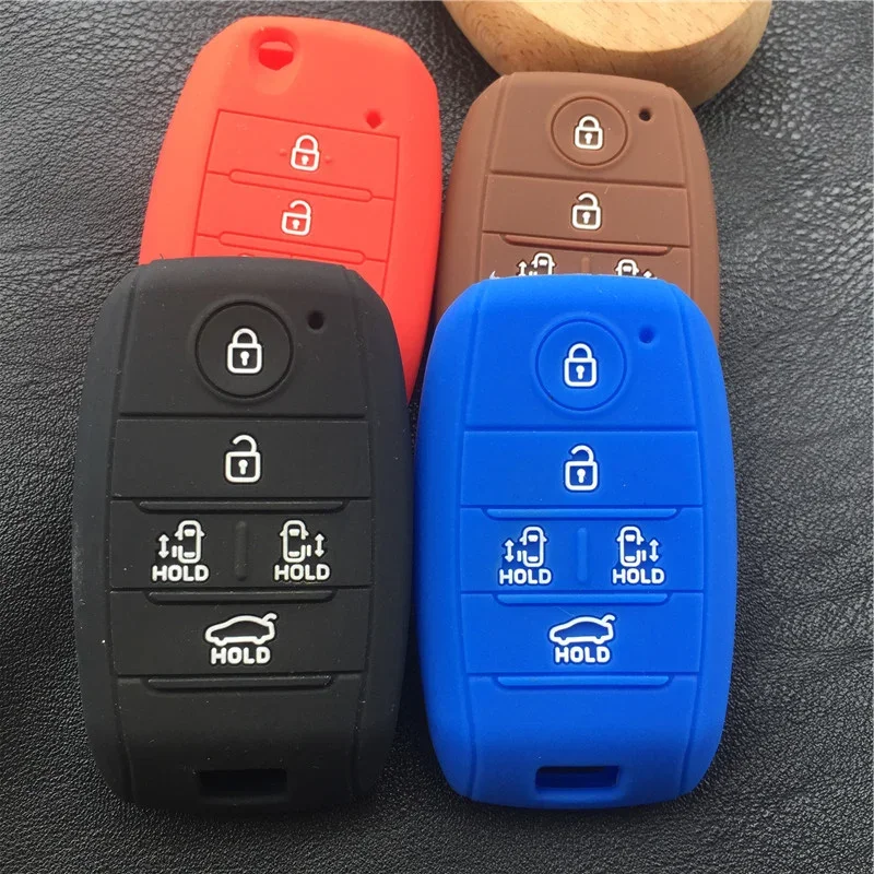 silicone rubber car key cover case for KIA grand carnival Sorento Sedona MPV 5 buttons smart remote key case