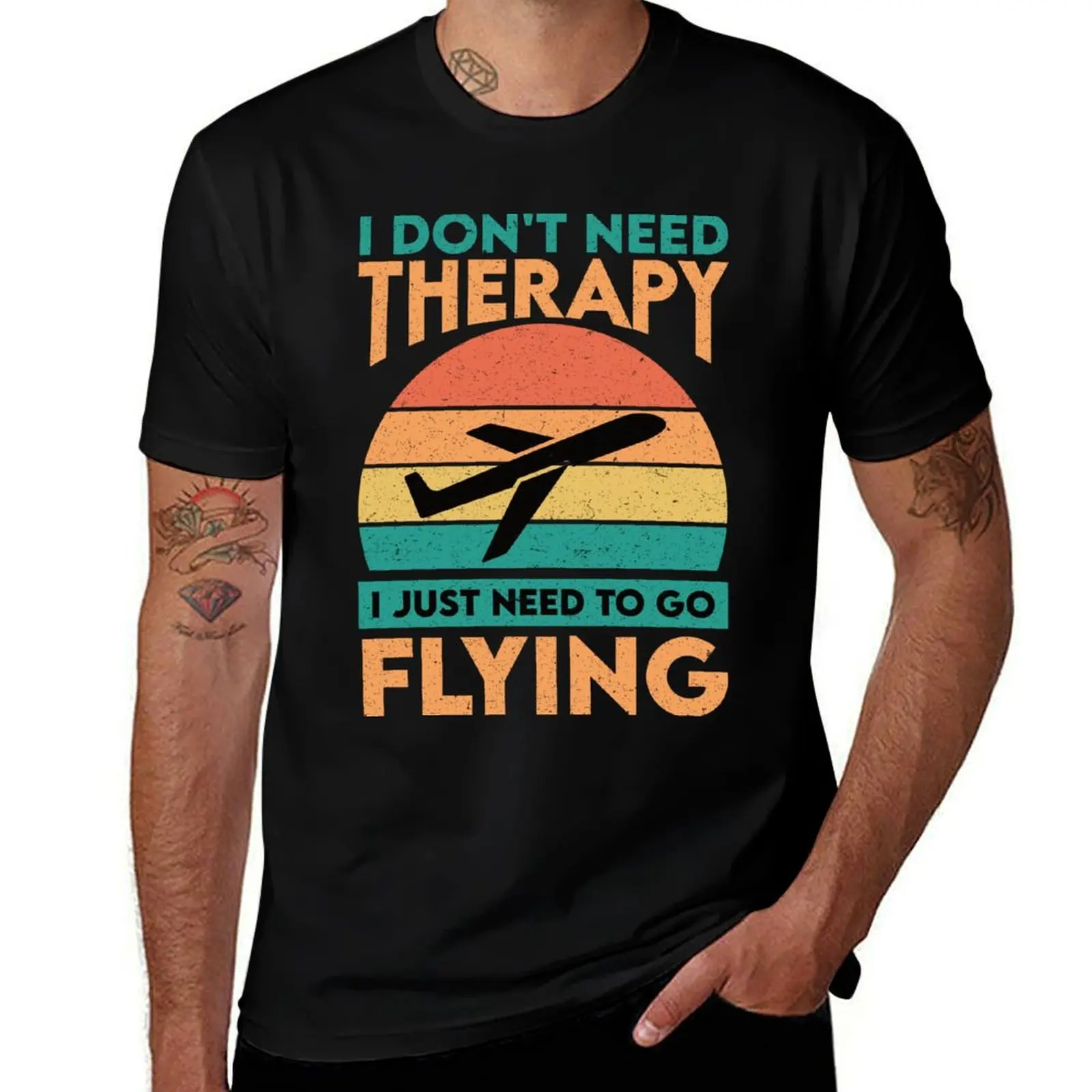 

I Don't Need Therapy I Just Need To Go Flying: Retro Airplane Lover - Pilot Aviator T-Shirt Quick Dry Sports Short Sleeve Tee