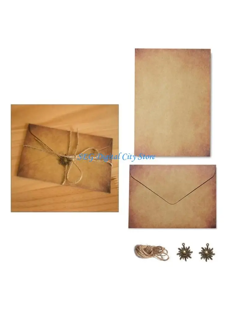 

U75B 10 Sets Vintage Letter Paper Small Envelopes Antique Paper Vintage Paper and Envelopes Letter Paper Envelopes Package