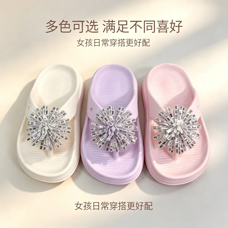 Children's EVA Cute Princess Bow Flip-flops for Girls Summer EVA Outdoor Waterproof Soft-soled Beach Flip-flops Birthday Gift