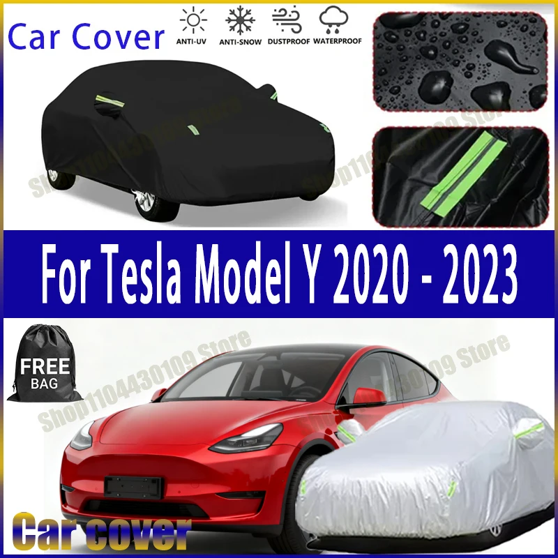 

For Tesla Model Y 2020 - 2023 Car Covers with Reflective Strip Anti Corrosion Sun Rain Snow Wind Protection Dustproof UV