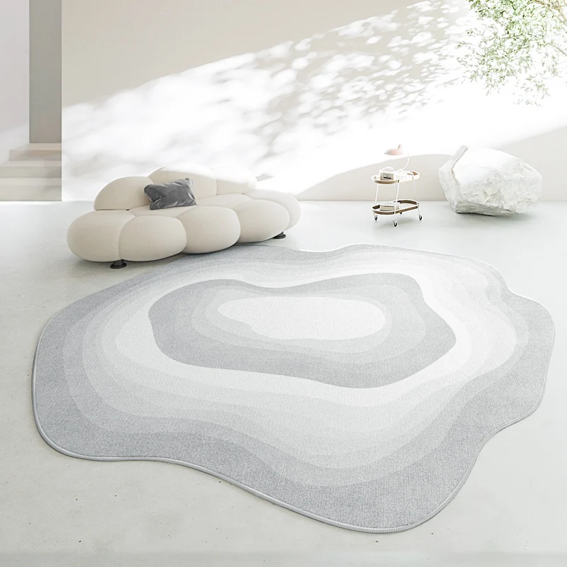 Irregular Plush Lounge Rug Nordic Style Carpets for Living Room Thick Cloakroom Gradient Carpet Light Luxury Bedroom Decor Mat