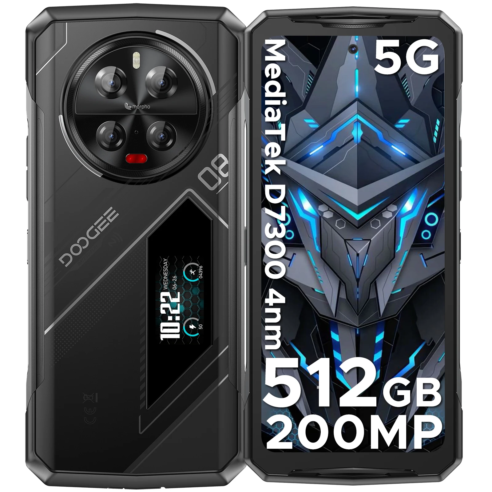 DOOGEE V40 Pro 5G Robuuste Smartphone 36GB 512GB MTK Dimensity 7300 6.78 " FHD+ Scherm 200MP Camera 8680mAh Batterij NFC Gaming Smartphone