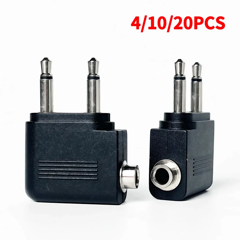 

4/10/20PCS Airline Headphone Adapter, Dual 3.5mm Mono Plug to 3.5mm Stereo Jack Audio Converter for Airplane Travel Earphones