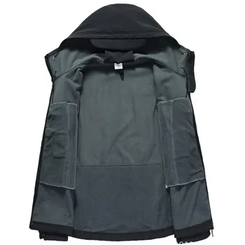 Men's Hooded Casual Military Outdoor Utility Jacket Fashion Sharkskin Soft-Shell Tactical Waterproof Combat Bomber Jacket 4
