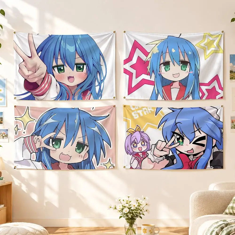 Lucky Star K-Konata Izumi Flags Wall Hanging Background Art Banner for Bedroom Home Outdoor Decor