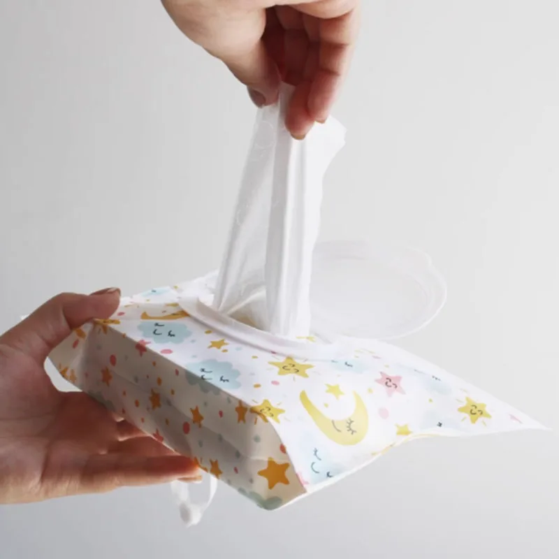 

Cartoon EVA Reusable Wet Wipes Bag With Snap Strap Baby Wet Wipes Box Eco-friendly Cleaning Wipes Case Portable Wipes Container