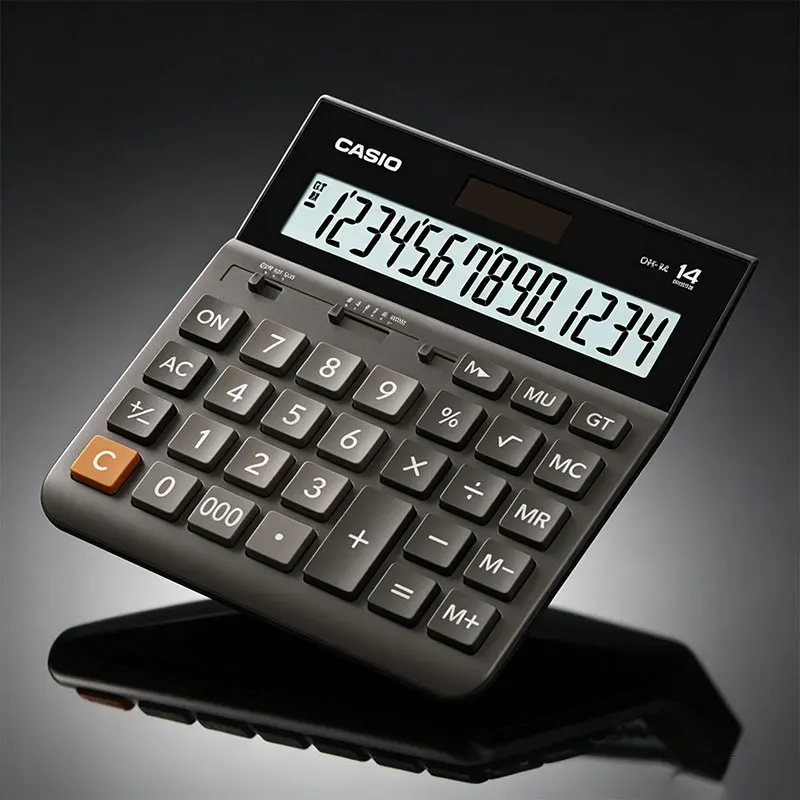 Casio DH-12/MH-12/DH-14/AX-120B: een robuuste rekenmachine die bestand is tegen vallen, ideaal voor buitengebruik, zakelijke onderhandelingen en snelle berekeningen.