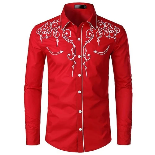Camisas de vaquero del oeste a la moda para hombre, camisa de manga larga con estampado 3D de tendencia Simple, ropa informal suelta, blusa Vintage