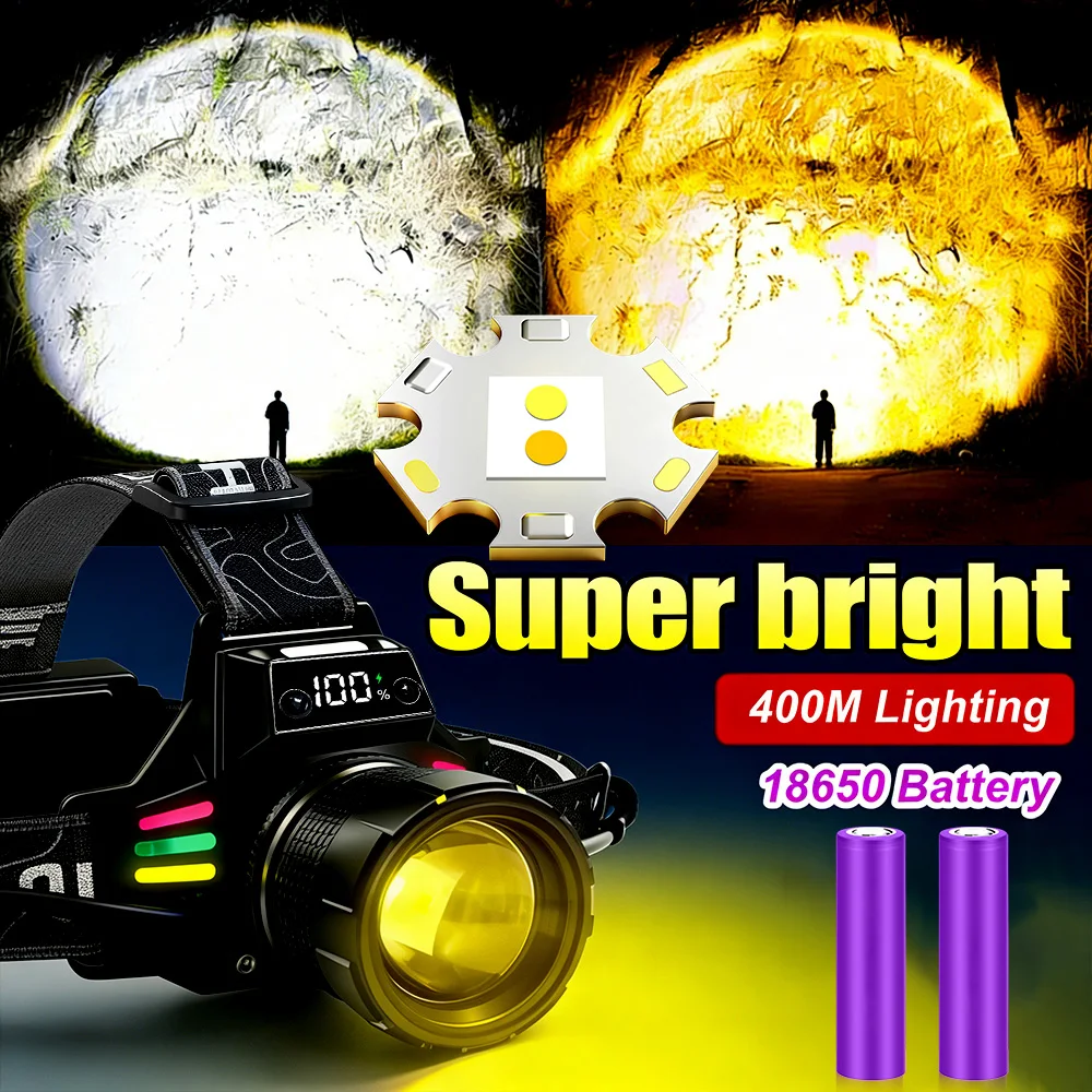 

GRCKT Yellow Laser Headlamp Outdoor Waterproof Light USB 18650 Battery Portable Head Lamp 3 Models Work Light Emergency Light