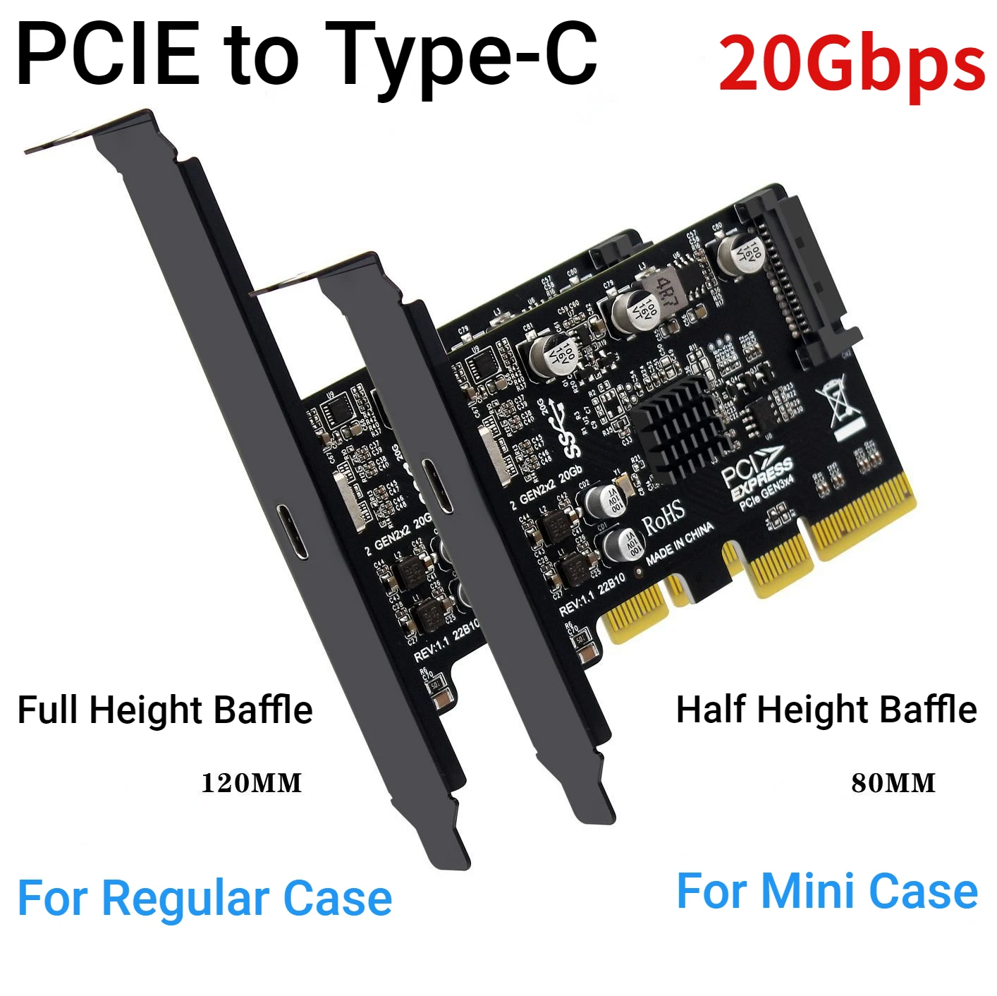 

Новая настольная Плата расширения PCIe X4 на Type C USB3.2 Gen2x2 20 Гбит/с без привода ASM3242, Карта контроллера хоста, Sata, 15-контактный порт