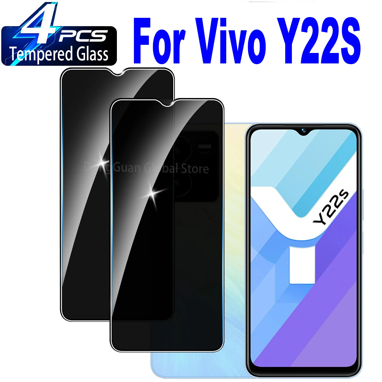 

For Vivo Y22S Anti Spy Tempered Glass Protector Privacy Screen