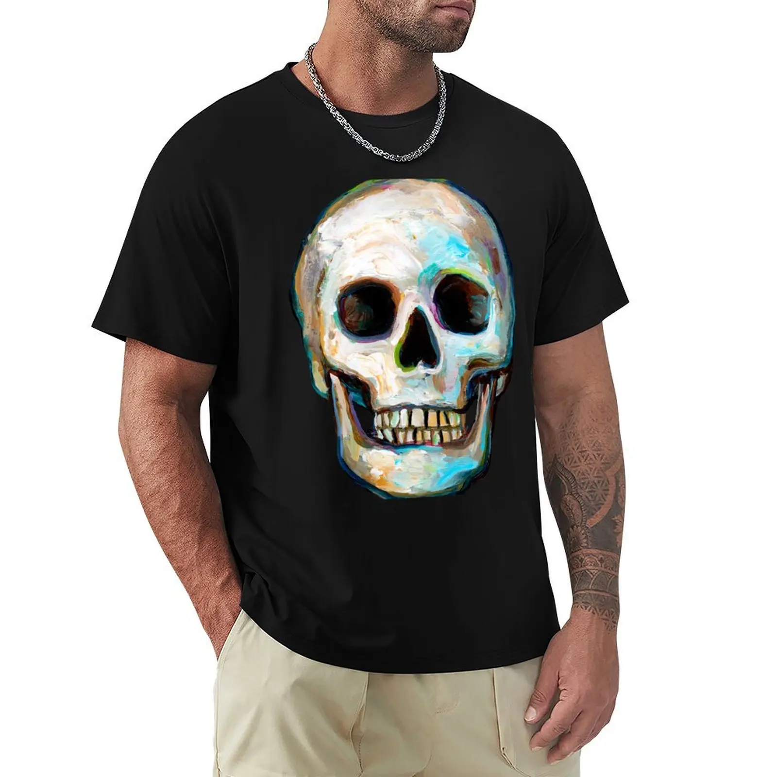 

Psychedelic Skull Painting T-Shirt aesthetic clothes croswit shirt man blue archive shirts graphic tee men