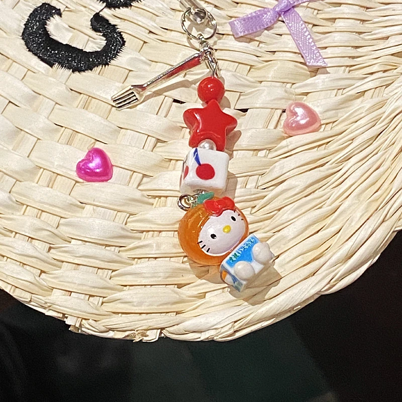 Sanrios Phone Charm Strap Keychain Kawaii Anime Hellokittys Cellphone Lanyard Wristlet Keychain Bag Pendant Phone Accessories