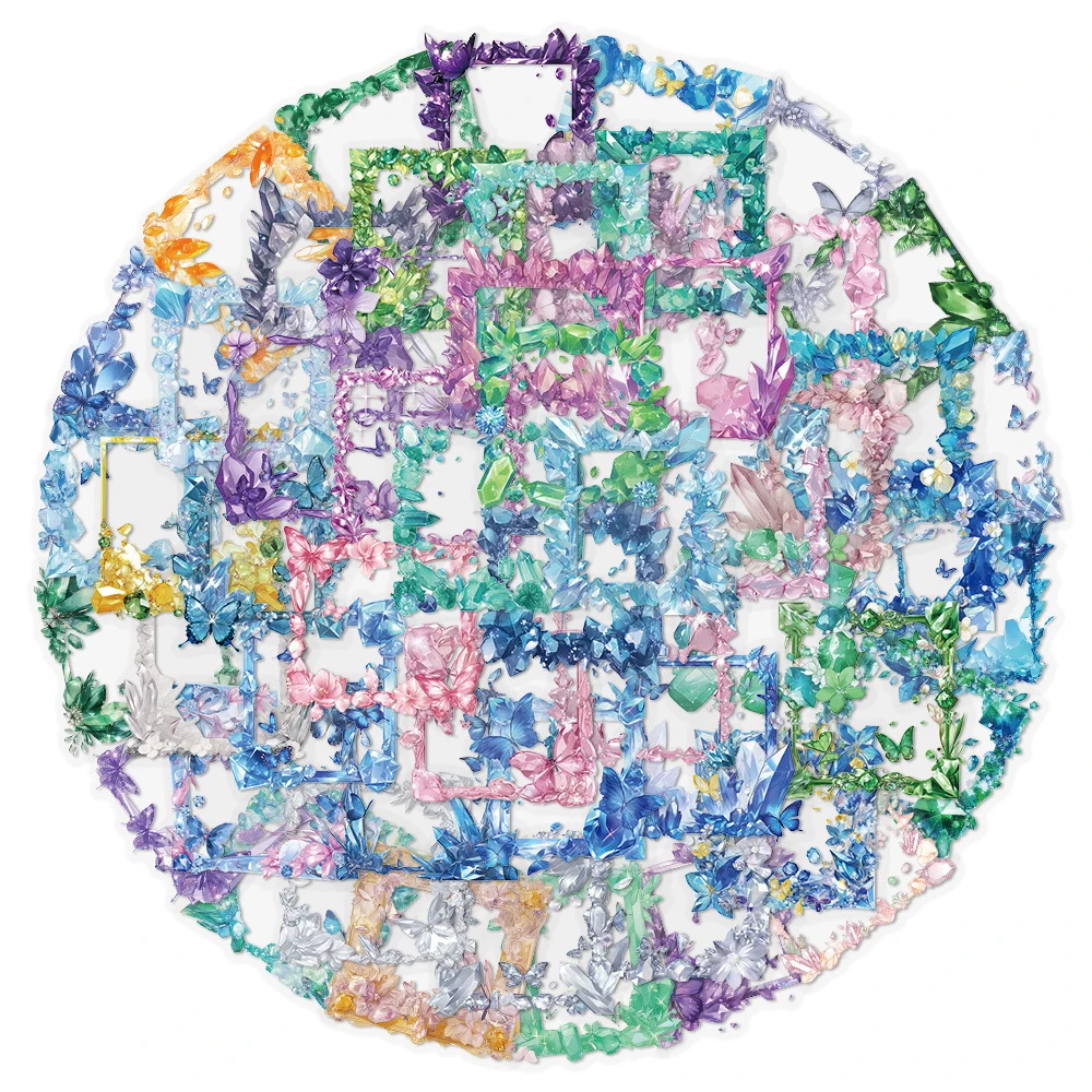 10/30/50pcs Transparent Cute INS Style Butterfly Crystal Frame Stickers for Stationery Diary Phone Case Kawaii Sticker Toys