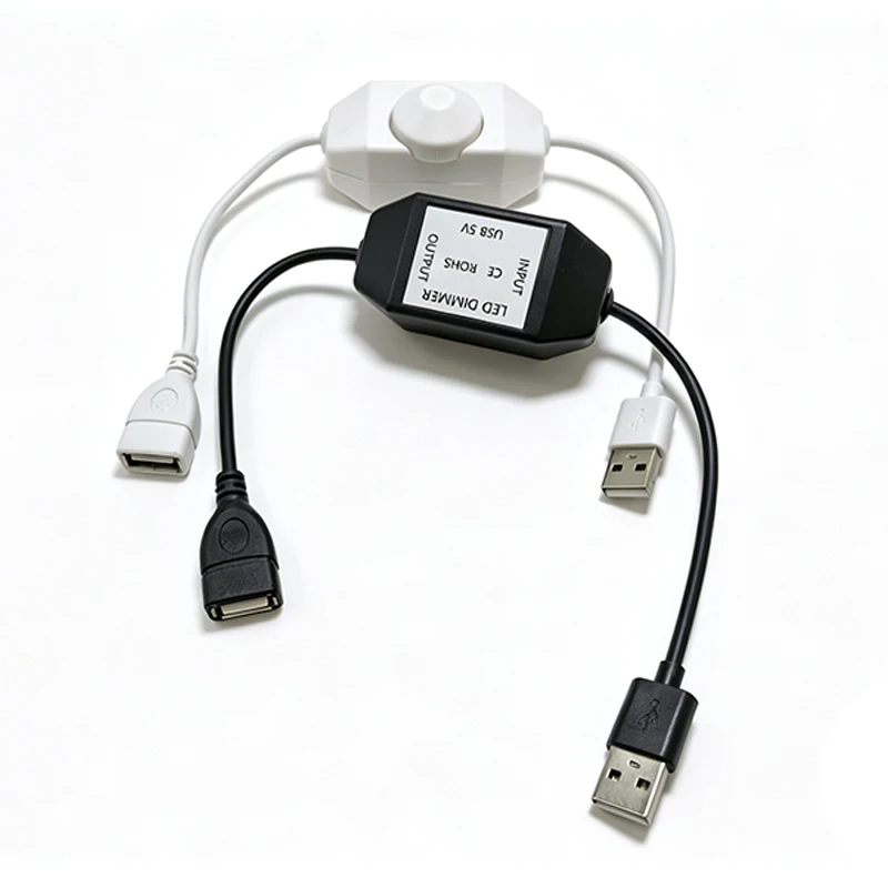 DC5V USB Knob Dimmer For LED Strip White/Black Manual Knob LED Controller USB 5V Lighting Accessories Dimmers Switch
