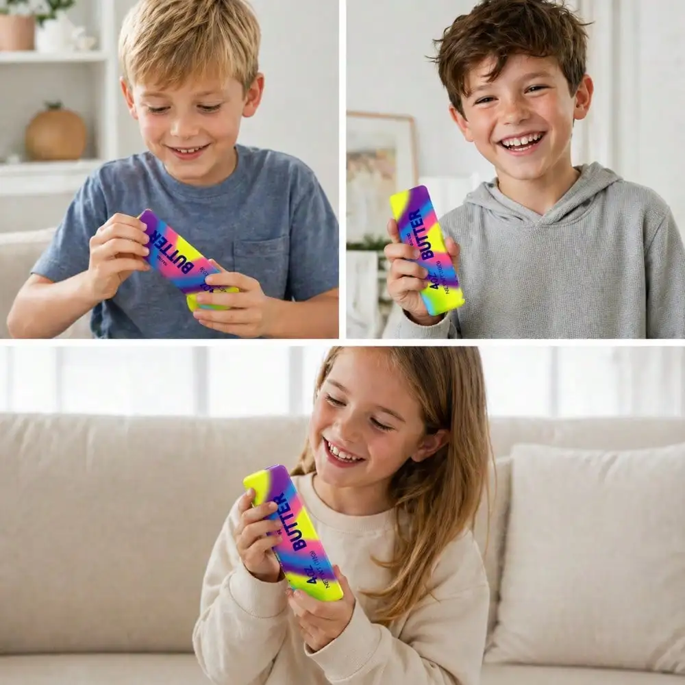 Rainbow Gradient Squeeze Block, Soft Elastic Hand Grip for Stress Relief, Office & Home Relaxation Tool