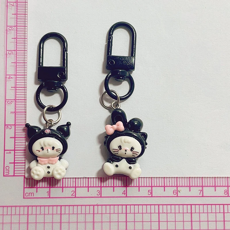 Sanrio Gatinho Resina Dos Desenhos Animados Chaveiro para Meninas, Pingente Chaveiro, Encantos Mochila, Decorações Penduradas, Kawaii, Bonito, Presentes de Aniversário