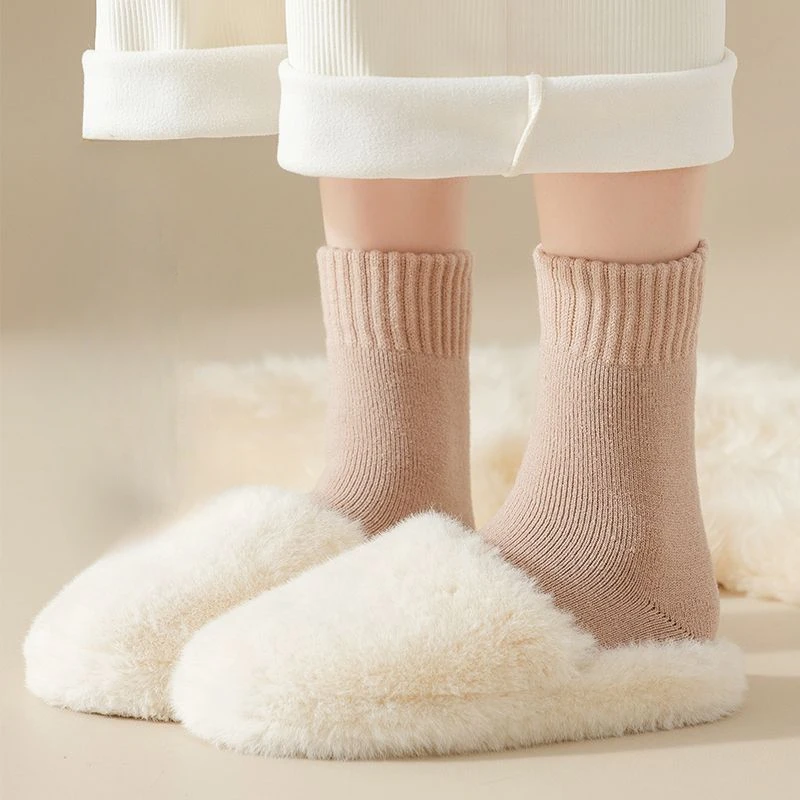 1/3 أزواج النساء الجوارب الصوف الخريف الشتاء الدافئة الثلوج ماركرون اللون سميكة أفخم شعر لينة بعد الولادة جوارب الطابق النوم الجوارب #4